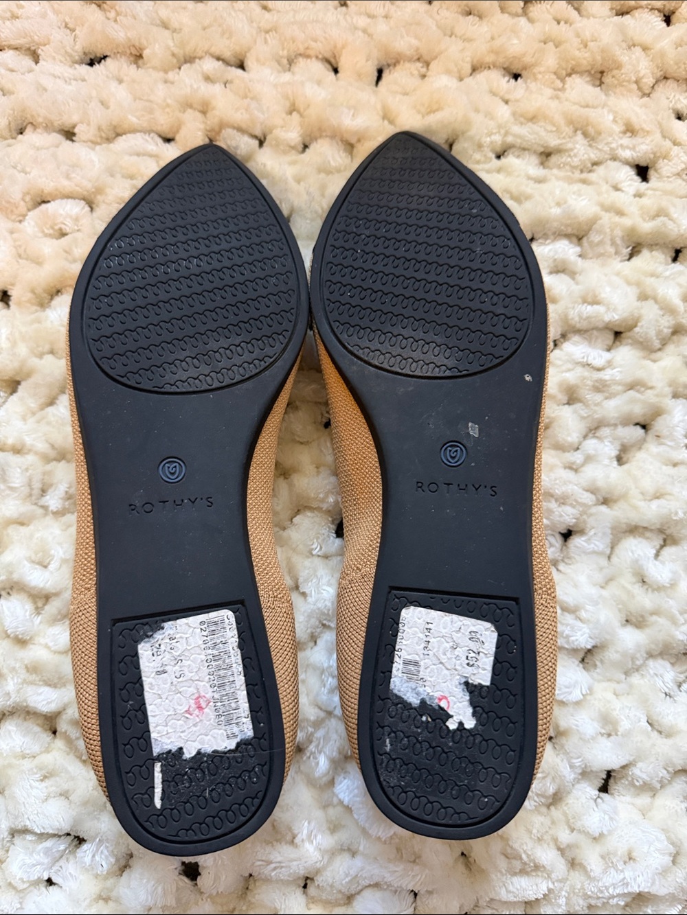 Rothy’s The Point Camel Captoe Flats Black Tan Size 12 - Picture 3 of 3